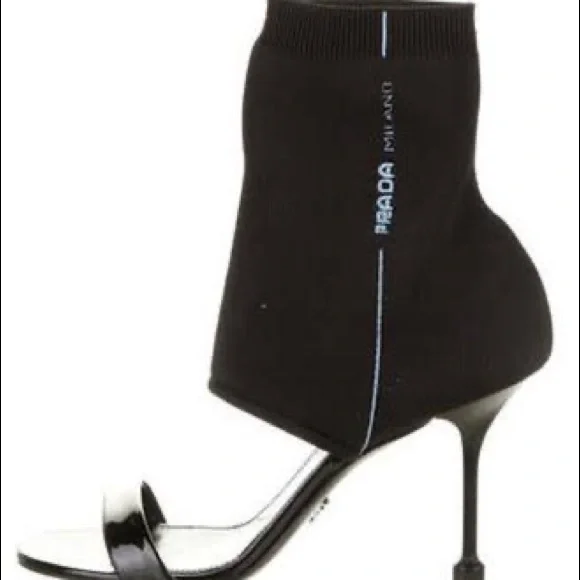 Prada Prada D'Orsay Black Stretch Sandal - Picture 2 of 8